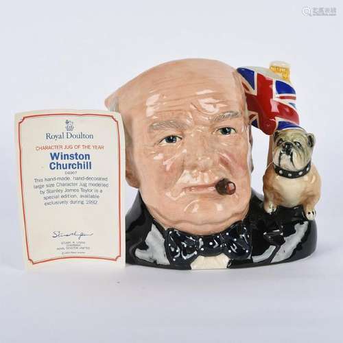 ROYAL DOULTON LARGE CHARACTER JUG, W. CHURCHILL D6907