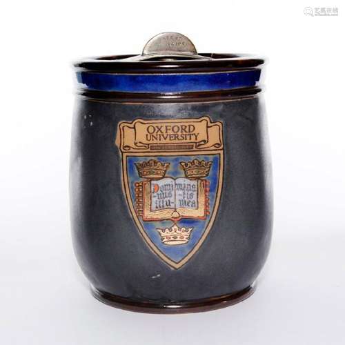 ROYAL DOULTON STONEWARE TOBACCO JAR, OXFORD UNIVERSITY