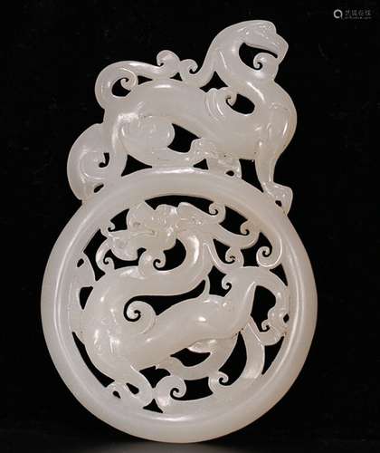 HETIAN JADE DRAGON & POHENIX ORNAMENT