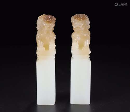 HETIAN JADE LION SEAL FOR 2