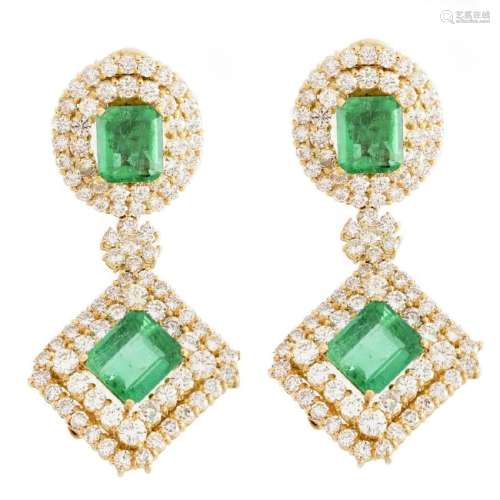 Important Emerald, Diamond and 18K Earrings