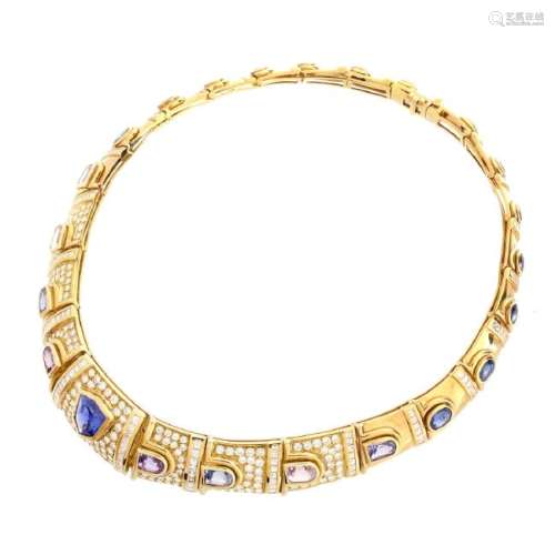 Vintage Sapphire, Diamond and 18K Necklace