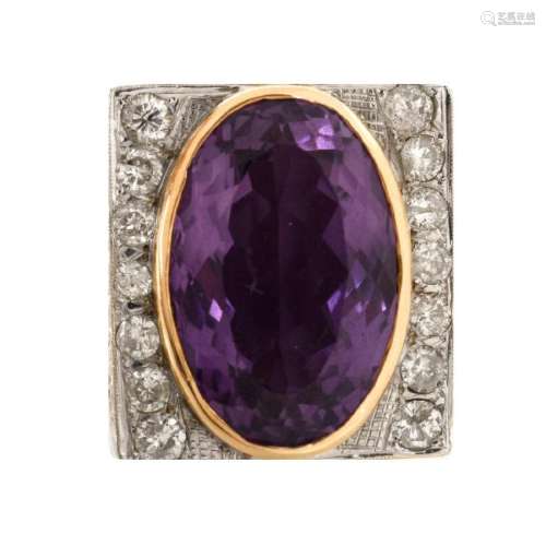 Vintage Amethyst, Diamond and 14K Ring