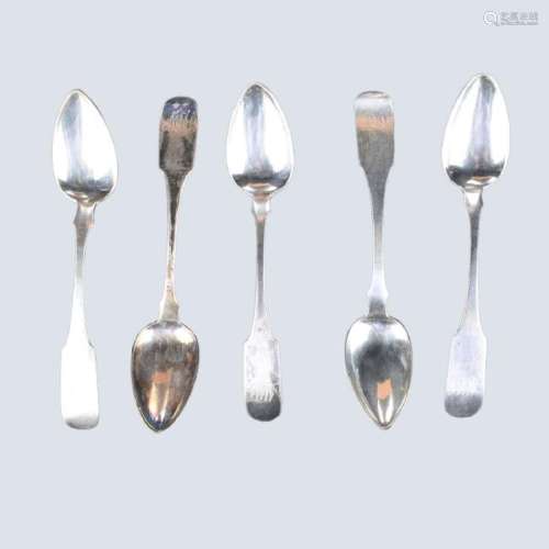 Five 19C Coin Silver Spoons