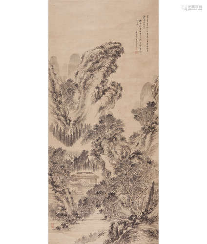 帆足杏雨 1810-1884 山水圖 水墨紙本 立軸