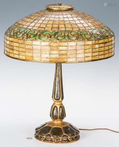 Tiffany Studios Mock Turtle Lamp & Lemon Leaf Shade