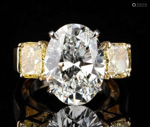 7.32 Oval Diamond, VS1/G & 2 FIY GIA 3-stone ring