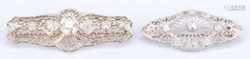 2 Edwardian Pins, 1 w/ 1.50 ct OMC center diamond