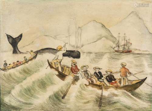 Attr. Ralph Cahoon, Folk Art Sailor Painting