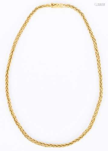 18K Wheat Chain Necklace, 36 grams