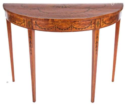 George III Inlaid Demilune Table