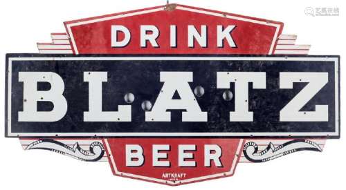 Blatz Beer Enameled Advertising Sign