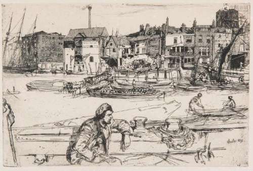 James Whistler Etching, Black Lion Wharf