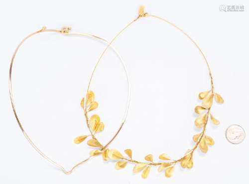 2 Gold Designer Choker Necklaces