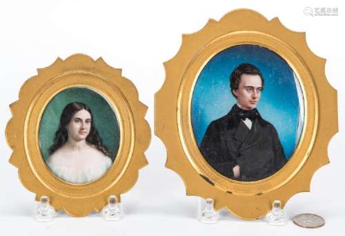 Pair NY miniature portraits, attr. Wagner Siblings