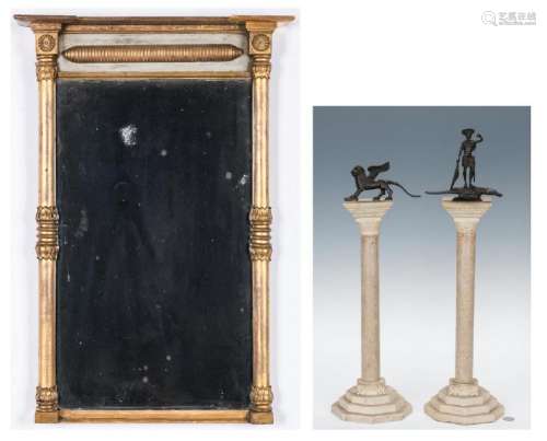 Regency Mirror and 2 Columns with Figures