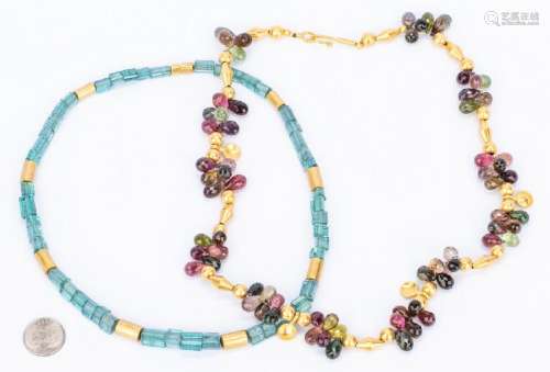 Two Gold and Gemstone Necklaces