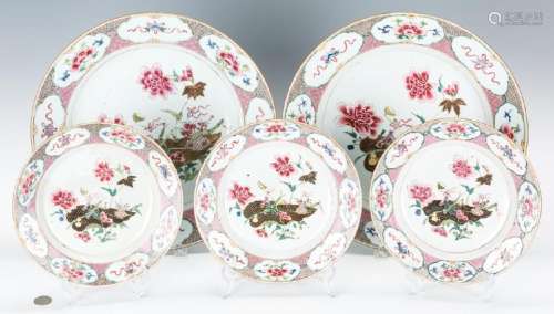 5 Chinese Export Famille Rose Porcelain Pieces
