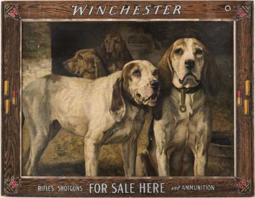 H. R. Poore Winchester Sign with Hunting Dogs