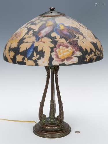 Handel Reverse Painted Table Lamp, Parrots