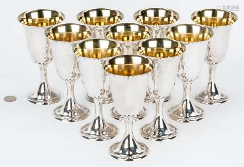 10 Alvin Sterling Silver Goblets