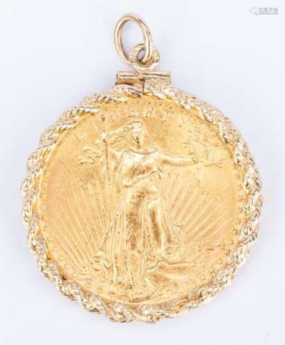 1924 $20 Saint-Gaudens Gold Coin, Mounted