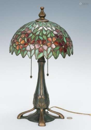 Arts & Crafts Handel Base Lamp, Leaded Floral Shade