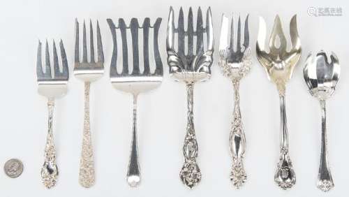 7 Sterling Serving Forks incl. Asparagus