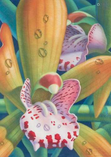 Leonard Koscianski Pastel Painting, Cymbidium Orchid