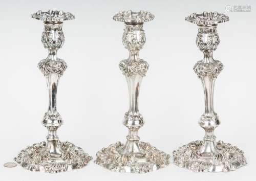 3 English Sterling Silver Candlesticks
