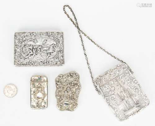 4 Silver Card Cases & Match Safes