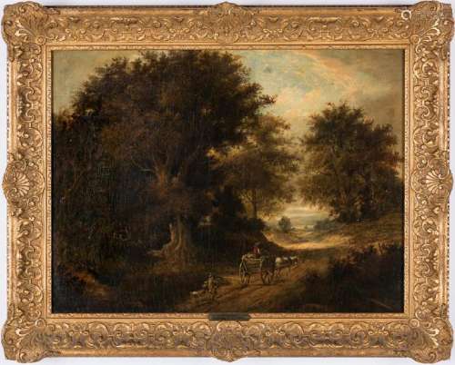 George Vincent 19th C. Landscape with figures and cart