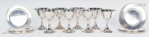 8 Sterling Martini Glasses, 9 Bread Plates