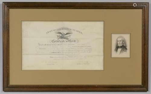 Pres. James K. Polk Signed Certificate of Merit and