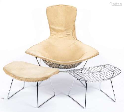 Mid-Century Knoll Diamond Chair & 2 Stools