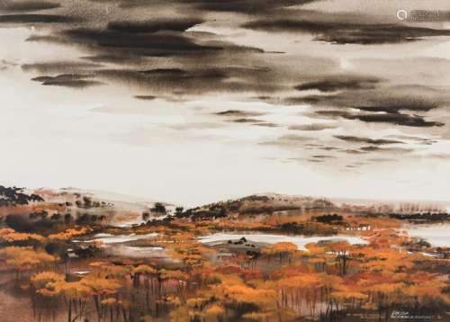 Victor Schreckengost Watercolor Fall Landscape