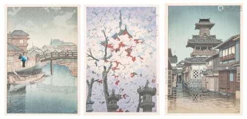 3 Japanese Shin-hanga Prints, incl. Kawase, Shiro