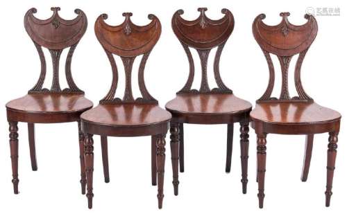 4 Regency Mahogany Hall Chairs