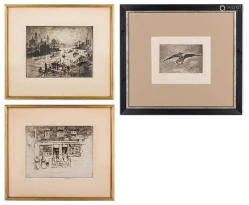 3 Etchings, incl. Joseph Pennell, Felician Rops