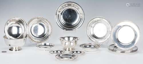 17 pc Sterling Holloware incl.  Bread Plates and Bowls