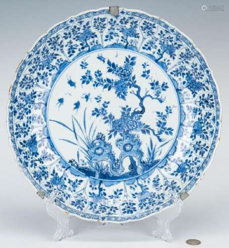 Large Blue & White Charger, Qing Dynasty