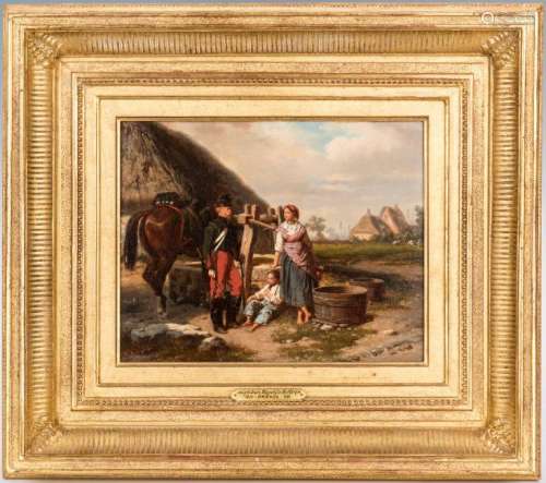 J.L. Hippolyte Bellange painting - Soldier At The Well