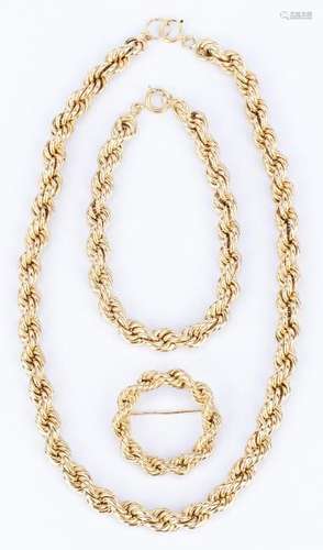 3 Piece Set 14k Rope Jewelry