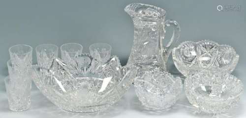 11 Cut Glass items, incl. Bridgeton Rose