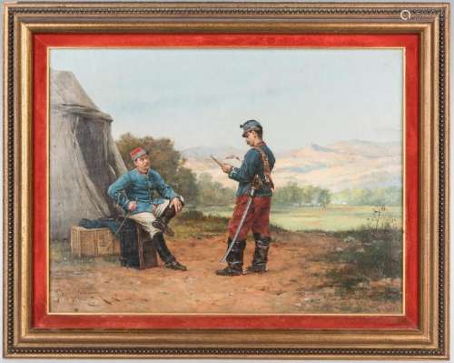 E. Berne-Bellecour Military Oil, Two Soldiers