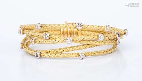 Italian 18K Satin Rope Diamond Bracelet