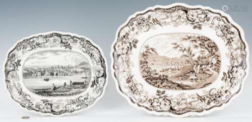 2 Historical Staffordshire Platters, Hudson River Views