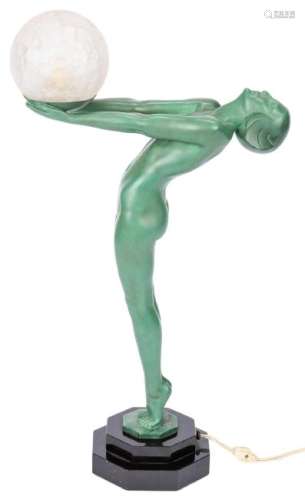 Le Verrier Art Deco Bronze Figural Lamp