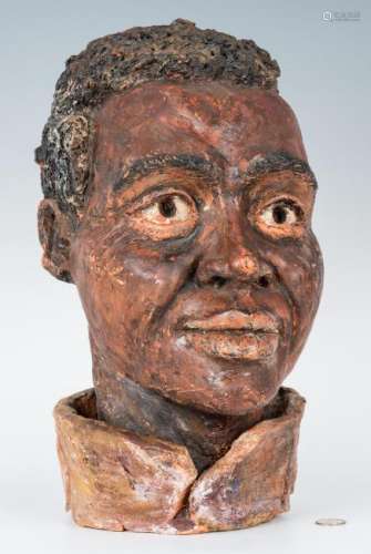 Painted Terracotta African American Head