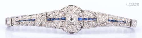 Art Deco Platinum Diamond Sapphire Bracelet